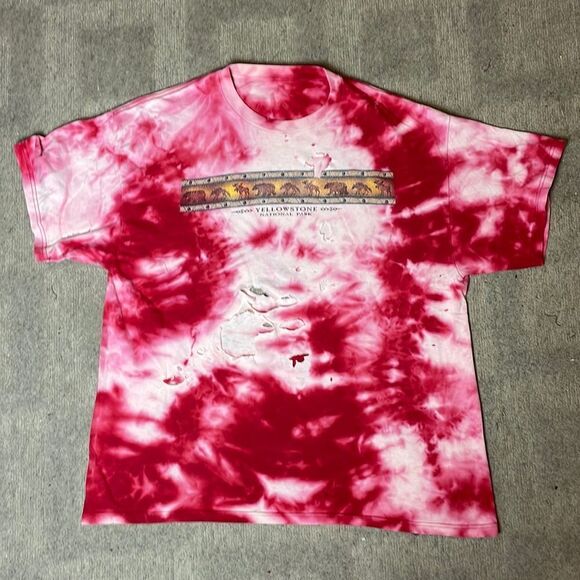 Destroyed Tie Dyed Yellowstone National Park Tee | XL - Picture 1 of 5